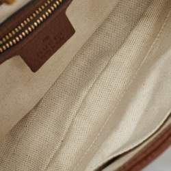 Pre Owned Gucci Blue/Brown GG Denim and Leather Small Jackie 1961 Hobo