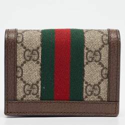 Gucci Brown GG Supreme Canvas and Leather Web Ophidia Card Case