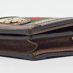 Gucci Brown GG Supreme Canvas and Leather Web Ophidia Card Case