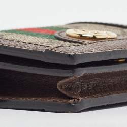 Gucci Brown GG Supreme Canvas and Leather Web Ophidia Card Case