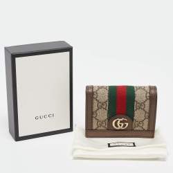 Gucci Brown GG Supreme Canvas and Leather Web Ophidia Card Case