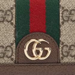 Gucci Brown GG Supreme Canvas and Leather Web Ophidia Card Case