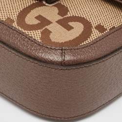 Pre Owned Gucci Brown/Beige Jumbo GG Canvas Mini Horsebit 1955 Shoulder Bag