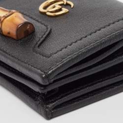 Gucci Black Leather Bamboo Diana Card Case