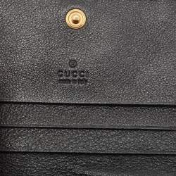 Gucci Black Leather Bamboo Diana Card Case