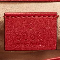Pre Owned Gucci Red Matelassé Leather Super Mini GG Marmont Shoulder Bag