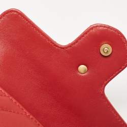 Pre Owned Gucci Red Matelassé Leather Super Mini GG Marmont Shoulder Bag