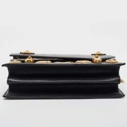 Pre Owned Gucci Black Python and Leather Studded Ottilia Bamboo Top Handle Bag
