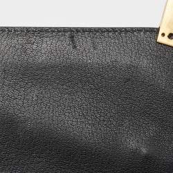 Pre Owned Gucci Black Python and Leather Studded Ottilia Bamboo Top Handle Bag