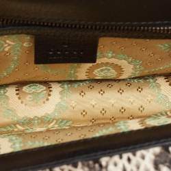 Pre Owned Gucci Black Python and Leather Studded Ottilia Bamboo Top Handle Bag