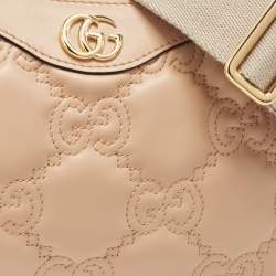 Gucci Rose Beige Matelasse Leather Small GG Shoulder Bag