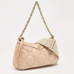 Gucci Rose Beige Matelasse Leather Small GG Shoulder Bag