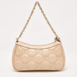 Gucci Rose Beige Matelasse Leather Small GG Shoulder Bag