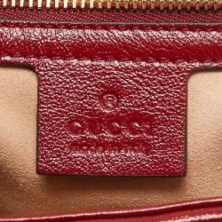 Pre Owned Gucci Beige/Red Diagonal Quilt GG Canvas and Leather Small GG Marmont Shoulder Bag