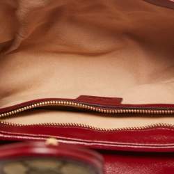 Pre Owned Gucci Beige/Red Diagonal Quilt GG Canvas and Leather Small GG Marmont Shoulder Bag