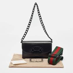 Gucci Black Leather Mini Monochrome Horsebit 1955 Shoulder Bag