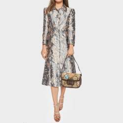 Pre Owned Gucci Beige/Ebony Jumbo GG Canvas and Leather Floral Embroidered Small 1955 Horsebit Shoulder Bag