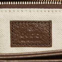 Pre Owned Gucci Beige/Ebony Jumbo GG Canvas and Leather Floral Embroidered Small 1955 Horsebit Shoulder Bag