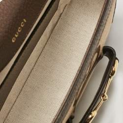 Gucci Brown/Beige Jumbo GG Canvas and Leather Horsebit 1955 Crossbody Bag