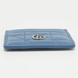 Gucci Blue Quilted Leather GG Marmont Card Holder