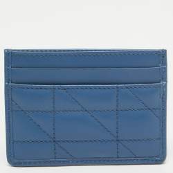 Gucci Blue Quilted Leather GG Marmont Card Holder