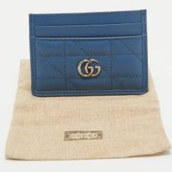 Gucci Blue Quilted Leather GG Marmont Card Holder