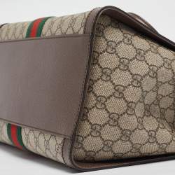 Pre Owned Gucci Beige/Brown GG Supreme Canvas and Leather Medium Ophidia Tote