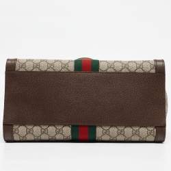 Pre Owned Gucci Beige/Brown GG Supreme Canvas and Leather Medium Ophidia Tote