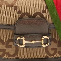 Gucci Brown/Beige Jumbo GG Canvas Mini Horsebit 1955 Shoulder Bag