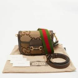 Gucci Brown/Beige Jumbo GG Canvas Mini Horsebit 1955 Shoulder Bag