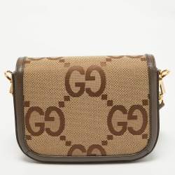 Gucci Brown/Beige Jumbo GG Canvas Mini Horsebit 1955 Shoulder Bag