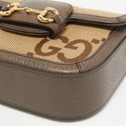 Gucci Brown/Beige Jumbo GG Canvas Mini Horsebit 1955 Shoulder Bag