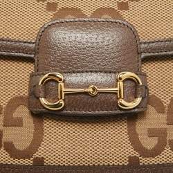 Gucci Brown/Beige Jumbo GG Canvas Mini Horsebit 1955 Shoulder Bag