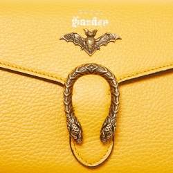 Gucci Mustard Leather Garden Bat Dionysus Wallet On Chain