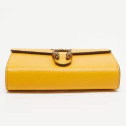Gucci Mustard Leather Garden Bat Dionysus Wallet On Chain