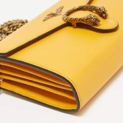 Gucci Mustard Leather Garden Bat Dionysus Wallet On Chain