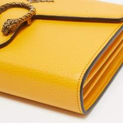 Gucci Mustard Leather Garden Bat Dionysus Wallet On Chain