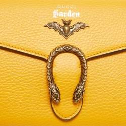 Gucci Mustard Leather Garden Bat Dionysus Wallet On Chain