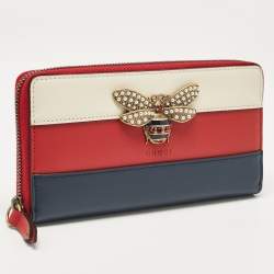 Gucci Tricolor Web Leather Queen Margaret Bee Continental Wallet