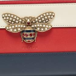 Gucci Tricolor Web Leather Queen Margaret Bee Continental Wallet