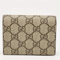 Gucci Red/Beige Signature Coated Canvas and Leather Cherry Flap Card Case