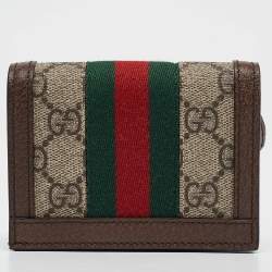 Gucci Beige/Ebony GG Supreme Canvas and Leather Ophidia Card Case