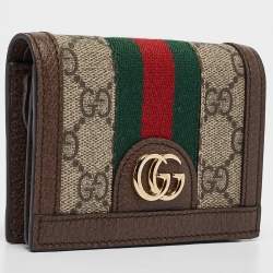 Gucci Beige/Ebony GG Supreme Canvas and Leather Ophidia Card Case