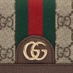 Gucci Beige/Ebony GG Supreme Canvas and Leather Ophidia Card Case