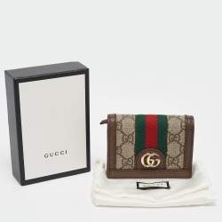 Gucci Beige/Ebony GG Supreme Canvas and Leather Ophidia Card Case