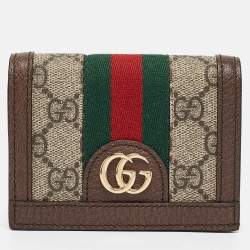 Gucci Beige/Ebony GG Supreme Canvas and Leather Ophidia Card Case