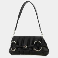 Gucci Black Leather Horsebit Chain Small  Shoulder Bag