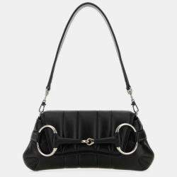 Gucci Black Leather Horsebit Chain Small  Shoulder Bag