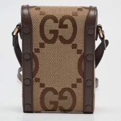 Pre Owned Gucci Beige/Ebony Jumbo GG Canvas Mini Horsebit 1955 Crossbody Bag