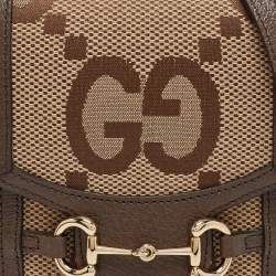 Pre Owned Gucci Beige/Ebony Jumbo GG Canvas Mini Horsebit 1955 Crossbody Bag